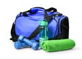 Sports bag with sports equipment Royalty Free Stock Photo