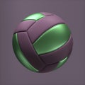 Sports Ball 3D Rendering. Purple Background. Purple Volleyball With Green Parts.