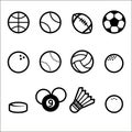 Sports Ball Icon set, line style Royalty Free Stock Photo