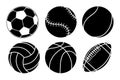 Sports balls, baseball, American football, basketball, soccer ball, volleyball, tennis ball - Eps Royalty Free Stock Photo