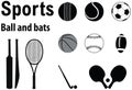 Sports balls and bats Royalty Free Stock Photo