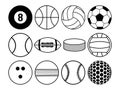 Sports balls black and white
