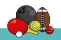 Sports balls equipment collection card banner Royalty Free Stock Photo