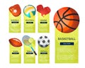 Sports balls and equipment icons of gaming accessories Royalty Free Stock Photo