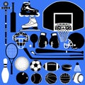 Sports balls and equipment in vector Royalty Free Stock Photo