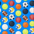 Sports Balls Seamless Pattern Background. Vector Royalty Free Stock Photo