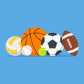 Sports balls set. Cartoon balls icon. Royalty Free Stock Photo