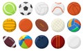 Sports balls. Soccer, baseball, tennis, bowling and basketball balls, sports games balls vector illustration set. Round