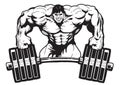 Super muscular bodybuilder with barbell Royalty Free Stock Photo