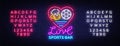 Sports bar logo neon vector. Sports pub neon sign, I love beer and Soccer concept, nightlife bright signboard for sports Royalty Free Stock Photo