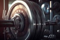 Sports barbell in the gym close-up. AI Generated Royalty Free Stock Photo