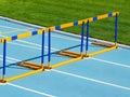 Sports barrier on the treadmill near the stadium