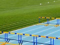 Sports barrier on the treadmill near the stadium