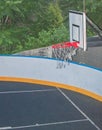 Sports basketball court in the evening, outdoor