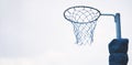 Sports, basketball and netball hoop in a park for fitness and a game at school or in public. Mockup, space and equipment