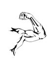 Sports bend arm. Muscle flex biceps, flat icon. Muscular bodybuilder hand pose. Vector illustration Royalty Free Stock Photo