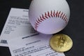 Sports Bet on Baseball with bitcoin Royalty Free Stock Photo