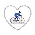 Sports bike in chain heart icon design