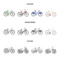 Sports bike and other types.Different bicycles set collection icons in cartoon,outline,monochrome style vector symbol