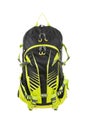 Sports black and yellow backpack for biking, hiking, climbing or traveling isolated on white background Royalty Free Stock Photo