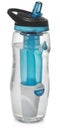 Sports bottle with a water filter. Water bottle filters the water to clean, drinkable. Royalty Free Stock Photo