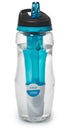 Sports bottle with a water filter. Water bottle filters the water to clean, drinkable.