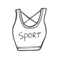 Sports bra doodle icon, women crop top with racer back, outfit for fitness and running, vector illustration of healthy lifestyle Royalty Free Stock Photo