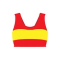 Sports bra red apparel clothing body illustration symbol vector icon. Dress woman swimsuit fitness yoga isolated white