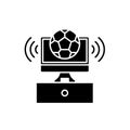 Sports broadcast black icon, vector sign on isolated background. Sports broadcast concept symbol, illustration