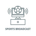 Sports broadcast vector line icon, linear concept, outline sign, symbol