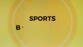 Sports Broadcasting inscription on yellow background with graphic illustrations. Sports concept