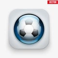 Sports button with ball under glass for website or