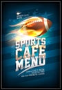 Sports cafe menu card with an old classic leather rugby ball with laces and stitching Royalty Free Stock Photo