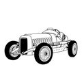 Classic sport racing car. Automotive prewar vintage sports car. Vector illustration. Royalty Free Stock Photo