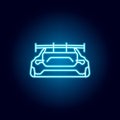 sports car back icon in blue neon style. Element of racing for mobile concept and web apps icon. Thin line icon for website design Royalty Free Stock Photo