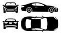 Sports car black icons vector illustration Royalty Free Stock Photo