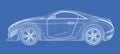 Sports car blueprint Royalty Free Stock Photo