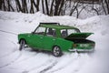 The sports car of the famous drifter in Russia Vorobyov Fedor at winter training. Kuryanovo. Moscow. 23.02.2024