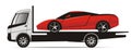Sports car on flatbed truck Royalty Free Stock Photo