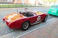 sports car Ford Cobra 427 . An antique collectible car by the side of the road in the historic city of Leesburg, Virginia