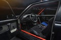 Sports car interior with roll cage and drift handbrake Royalty Free Stock Photo