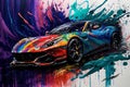 Sports car luxury car colorful colorburst abstract background acryl painting. Generative ai Royalty Free Stock Photo