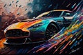 Sports car luxury car colorful colorburst abstract background acryl painting. Generative ai Royalty Free Stock Photo