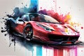 Sports car luxury car colorful colorburst abstract background acryl painting. Generative ai Royalty Free Stock Photo