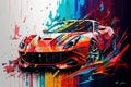 Sports car luxury car colorful colorburst abstract background acryl painting. Generative ai Royalty Free Stock Photo