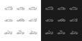 Sports car models linear icons set for dark and light mode