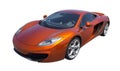 Sports car in orange, isolated