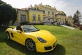 A sports car Porche BOXTER S, YELLOW. Shot on airport Hertelendy, 26 June 2012, Hungary. Royalty Free Stock Photo