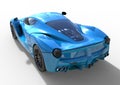 Sports car rear view. The image of a sports blue car on a white background. 3d illustration. Royalty Free Stock Photo