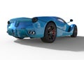 Sports car rear view. The image of a sports blue car on a white background. 3d illustration. Royalty Free Stock Photo